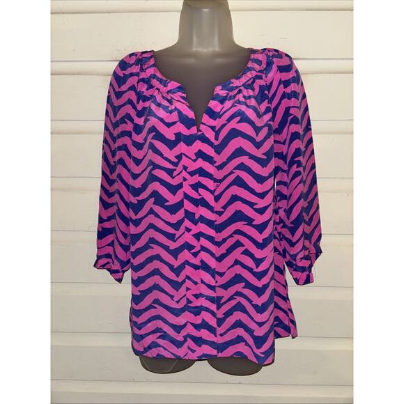 Lilly Pulitzer Tops - Lilly Pulitzer 100% Silk 3/4 Sleeve Top Size M